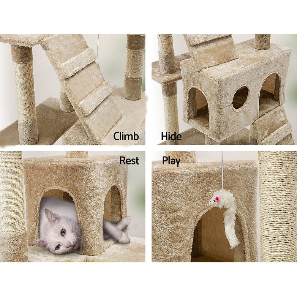 Spud Jax Petshop i.Pet Cat Tree 180cm Trees Scratching Post Scratcher Tower Condo House Furniture Wood Beige Pet Care