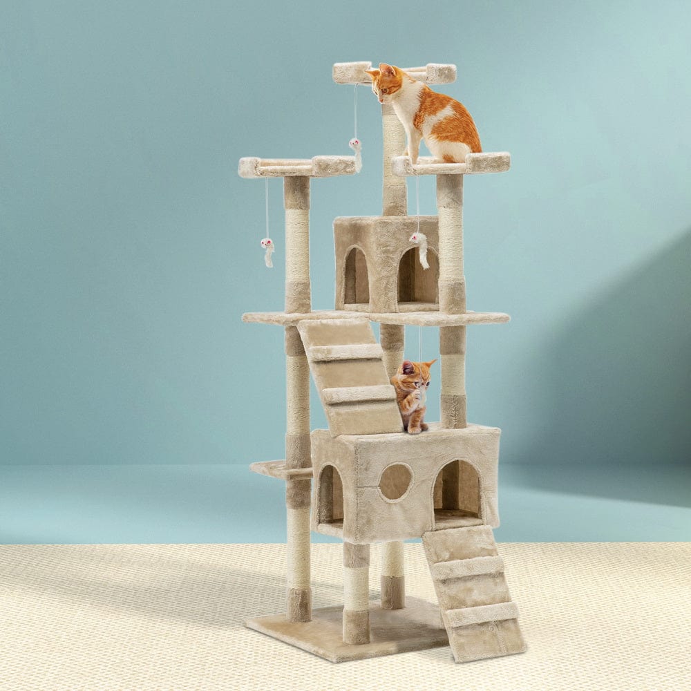 Spud Jax Petshop i.Pet Cat Tree 180cm Trees Scratching Post Scratcher Tower Condo House Furniture Wood Beige Pet Care