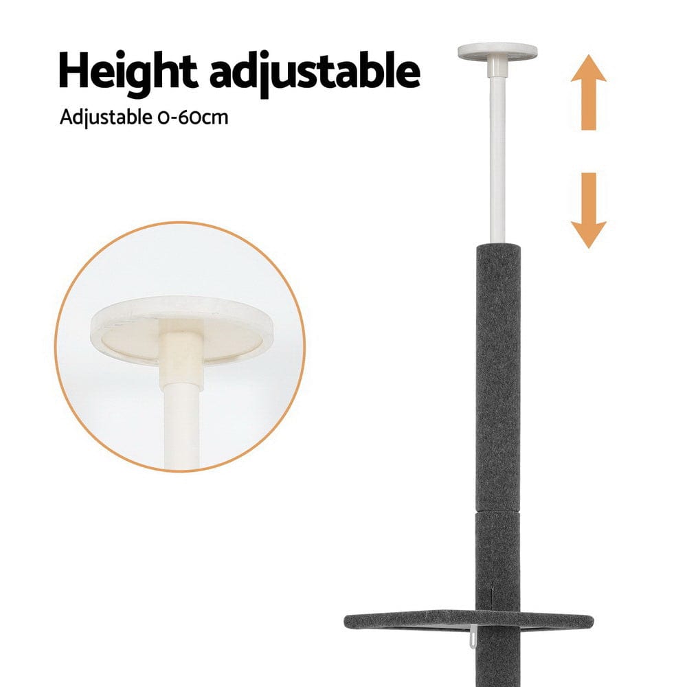 Spud Jax Petshop i.Pet Cat Tree 290cm Tower Scratching Post Scratcher Floor to Ceiling Cats Bed Grey i.Pet Cat Tree 290cm Tower Scratching Post Scratcher Floor to Ceiling Cats Bed Grey Pet Care > Cat Supplies > Cat Scratching Posts