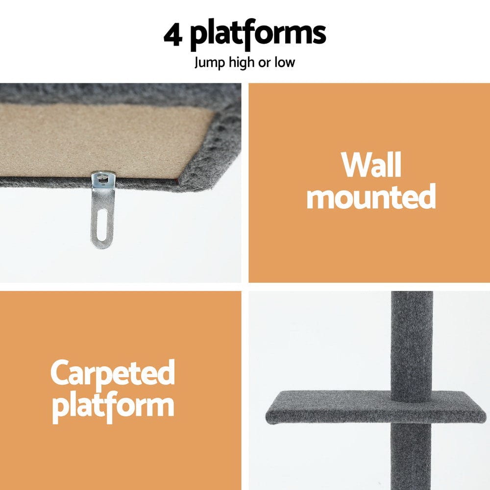 Spud Jax Petshop i.Pet Cat Tree 290cm Tower Scratching Post Scratcher Floor to Ceiling Cats Bed Grey i.Pet Cat Tree 290cm Tower Scratching Post Scratcher Floor to Ceiling Cats Bed Grey Pet Care > Cat Supplies > Cat Scratching Posts