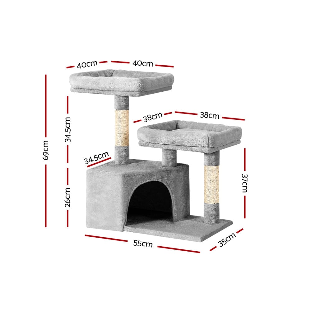 Spud Jax Petshop i.Pet Cat Tree 69cm Scratching Post Tower Scratcher Wood Condo House Bed Trees Pet Care > Cat Supplies > Cat Scratching Posts