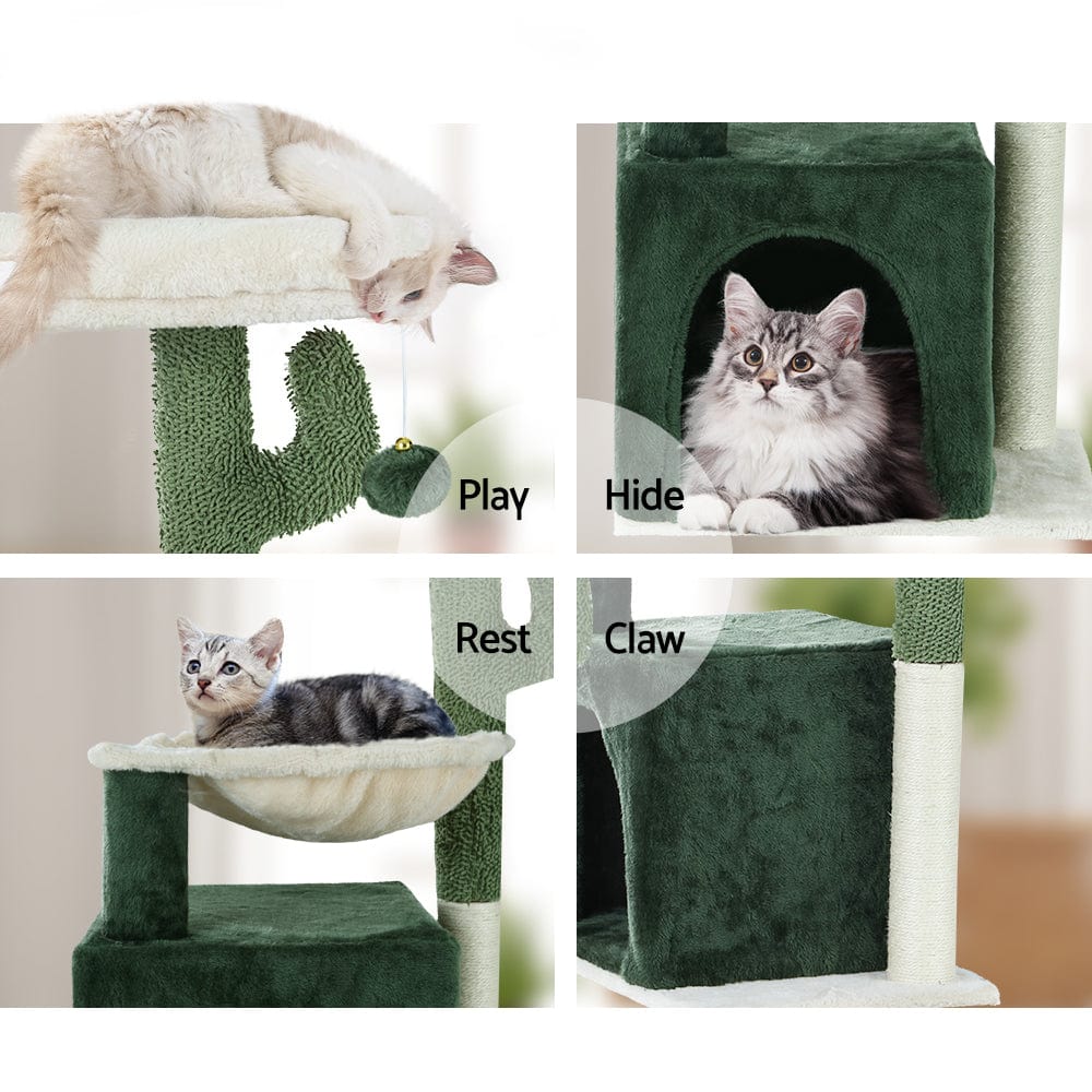Spud Jax Petshop i.Pet Cat Tree 78cm Scratching Post Tower Scratcher Wood Condo House Bed Toys Green Pet Care > Cat Supplies > Cat Scratching Posts