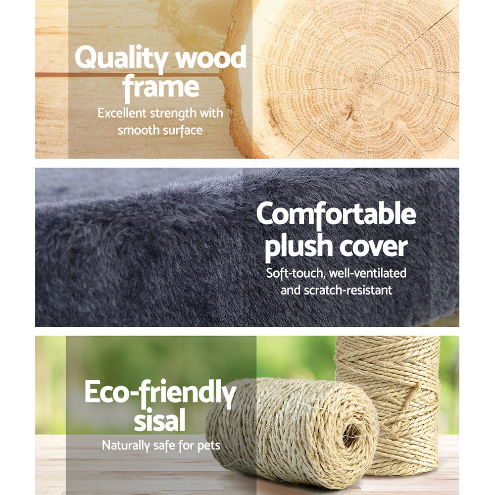 Spud Jax Petshop i.Pet Cat Tree 94cm Scratching Post Tower Scratcher Condo House Wood Trees Grey Pet Care > Cat Supplies