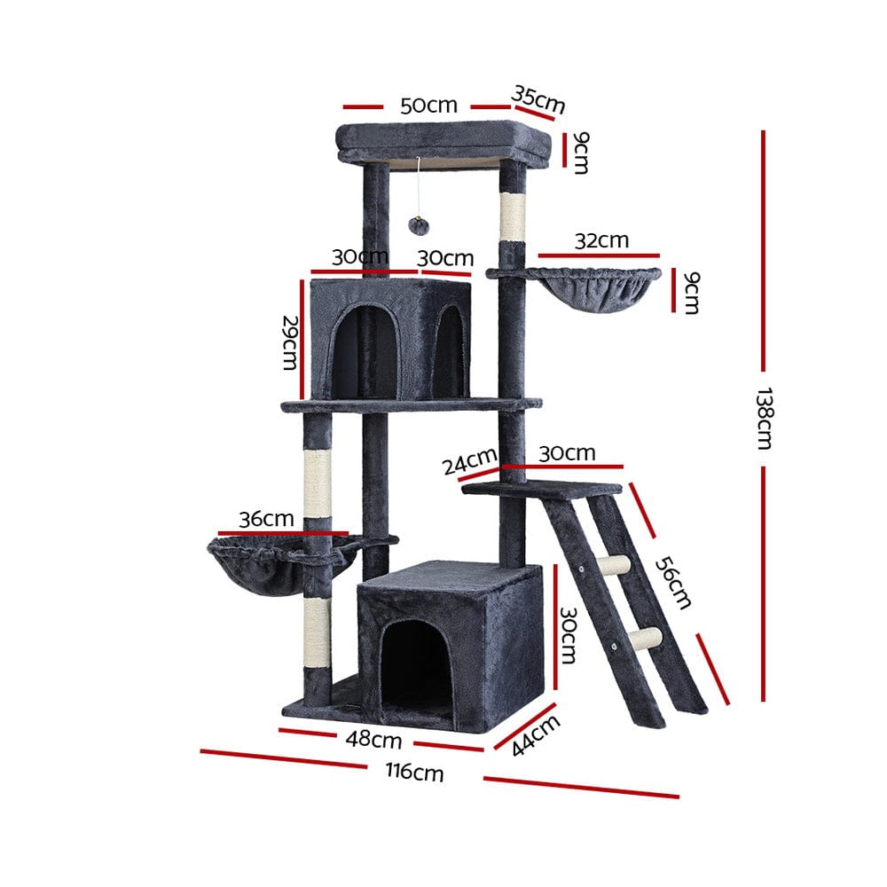 Spud Jax Petshop i.Pet Cat Tree Tower Scratching Post Scratcher 138cm Trees Condo House Grey Pet Care > Cat Supplies > Cat Scratching Posts