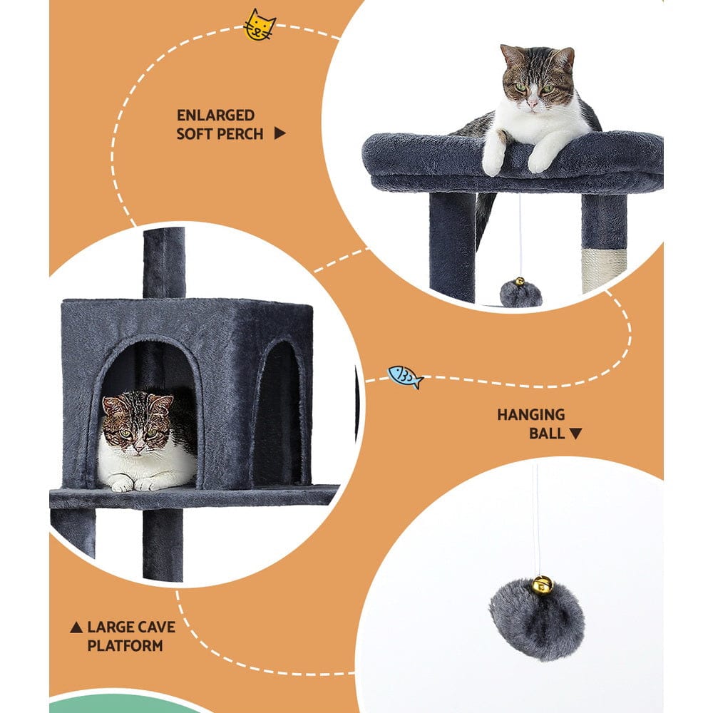 Spud Jax Petshop i.Pet Cat Tree Tower Scratching Post Scratcher 138cm Trees Condo House Grey Pet Care > Cat Supplies > Cat Scratching Posts