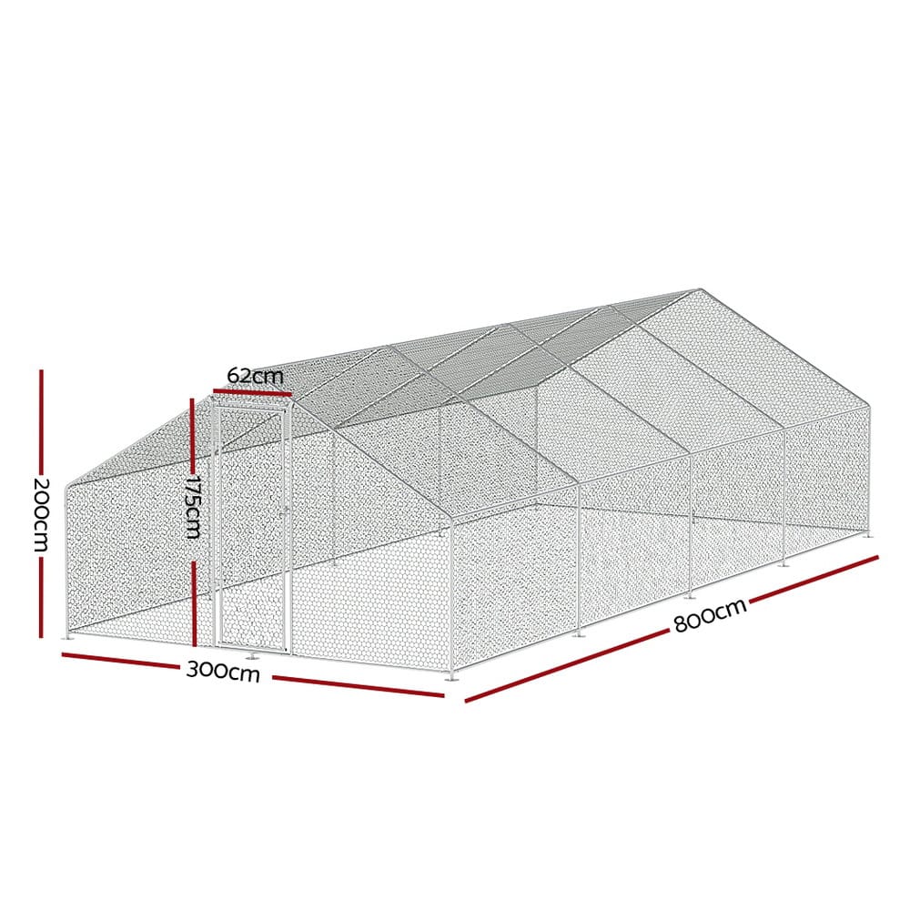 Spud Jax Petshop i.Pet Chicken Coop Cage 3x8x2m Galvanised Steel i.Pet Chicken Coop Cage 3x8x2m Galvanised Steel Pet Care > Coops & Hutches