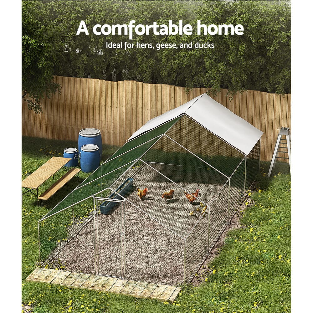 Spud Jax Petshop i.Pet Chicken Coop Cage 3x8x2m Galvanised Steel i.Pet Chicken Coop Cage 3x8x2m Galvanised Steel Pet Care > Coops & Hutches