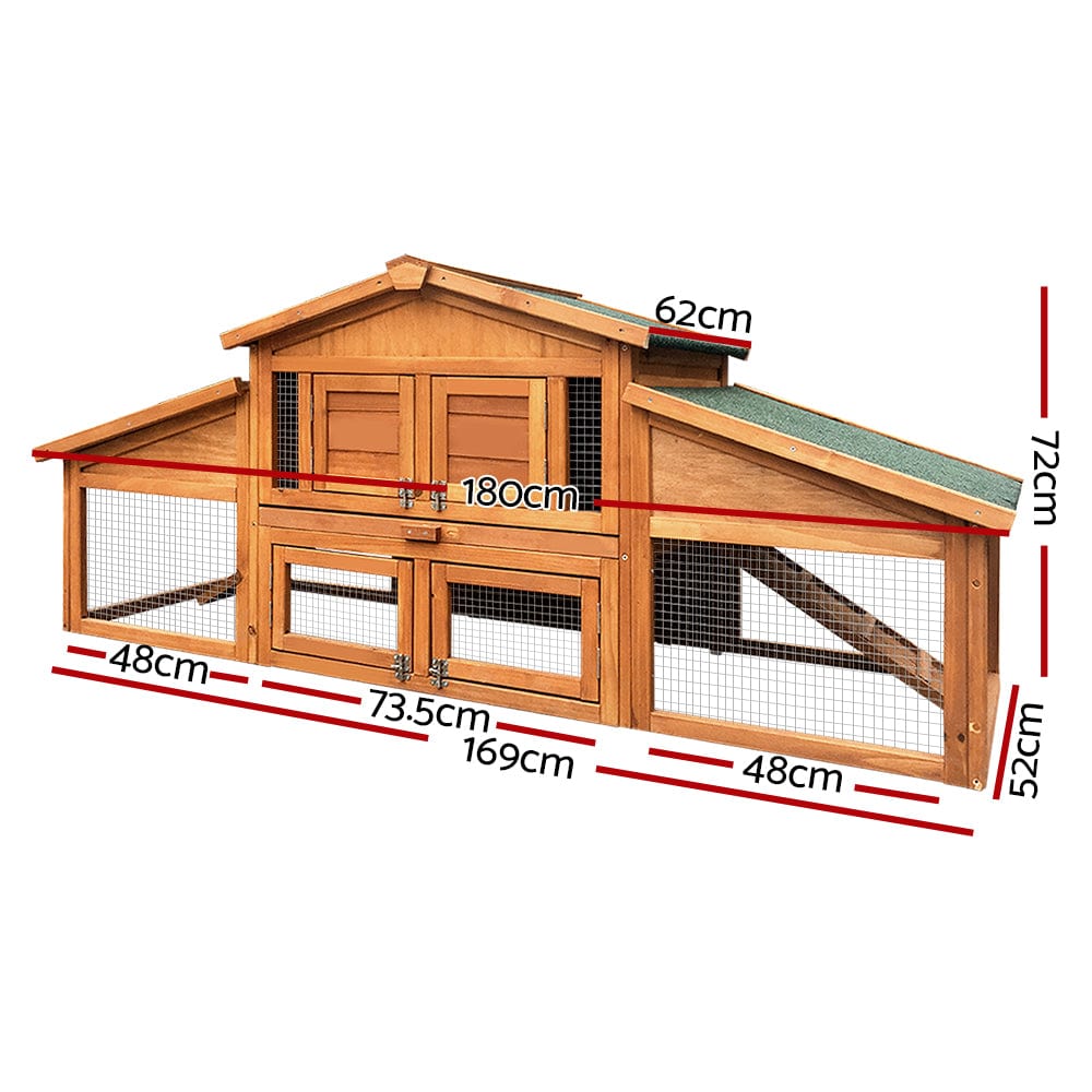 Spud Jax Petshop i.Pet Chicken Coop Rabbit Hutch 169cm x 52cm x 72cm Large Chicken Coop Wooden House Run Cage i.Pet Chicken Coop Rabbit Hutch 169cm x 52cm x 72cm Large Chicken Coop Wooden House Run Cage Coop_Hutch