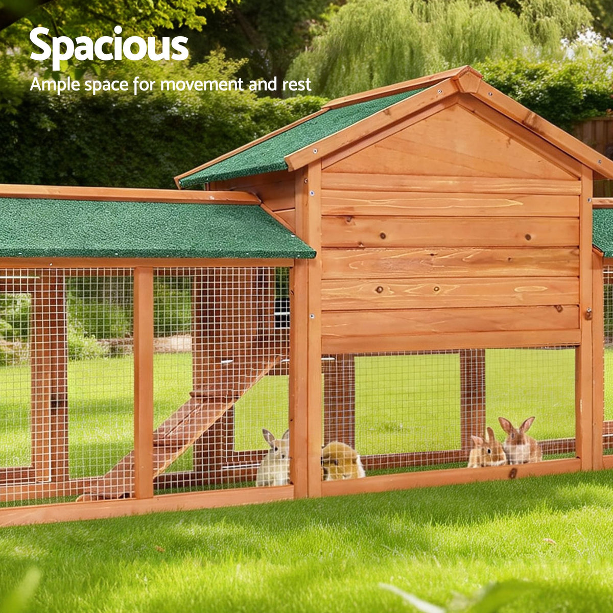 Spud Jax Petshop i.Pet Chicken Coop Rabbit Hutch 220cm x 44cm x 84cm Large Chicken Coop Run Wooden Outdoor Cage House i.Pet Chicken Coop Rabbit Hutch 220cm x 44cm x 84cm Large Chicken Coop Run Wooden Outdoor Cage House Pet Care