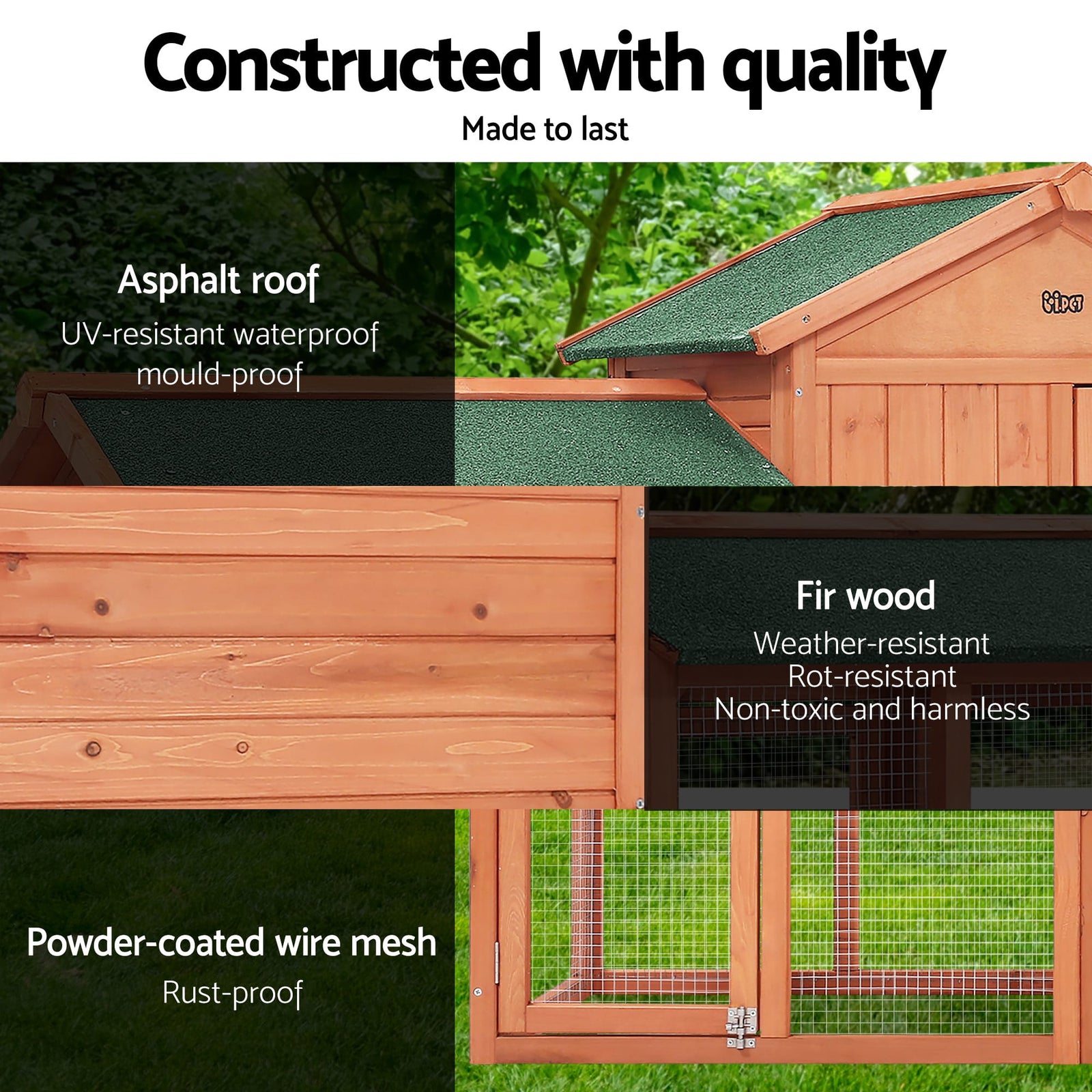 Spud Jax Petshop i.Pet Chicken Coop Rabbit Hutch 220cm x 44cm x 84cm Large Chicken Coop Run Wooden Outdoor Cage House i.Pet Chicken Coop Rabbit Hutch 220cm x 44cm x 84cm Large Chicken Coop Run Wooden Outdoor Cage House Pet Care