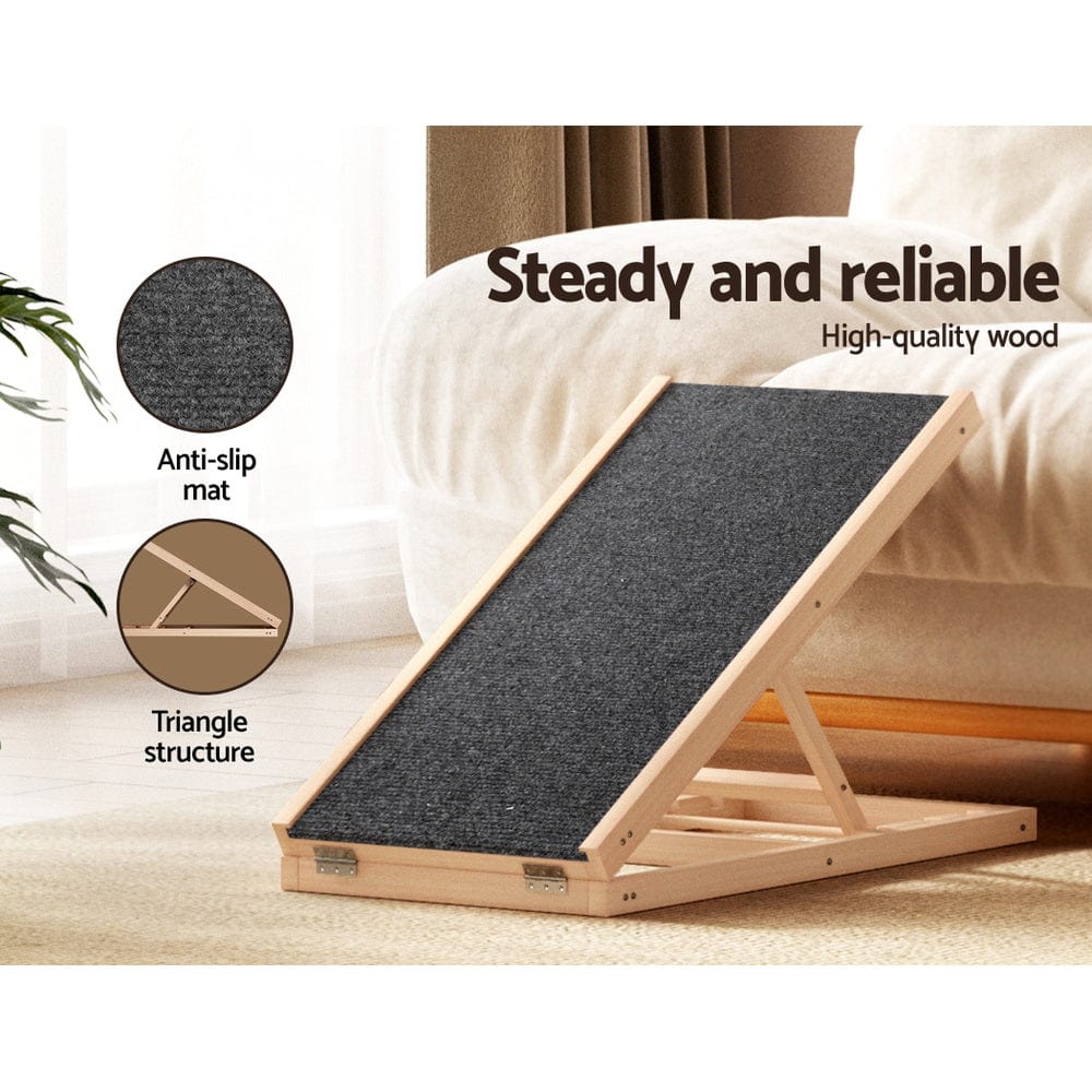 Spud Jax Petshop i.Pet Dog Ramp 70cm Adjustable Height Wooden Steps Stairs For Bed Sofa Car Foldable i.Pet Dog Ramp 70cm Adjustable Height Wooden Steps Stairs For Bed Sofa Car Foldable Pet Care > Dog Supplies > Dog Steps & Ramps