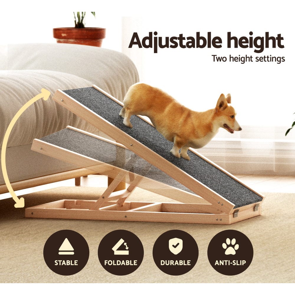 Spud Jax Petshop i.Pet Dog Ramp 70cm Adjustable Height Wooden Steps Stairs For Bed Sofa Car Foldable i.Pet Dog Ramp 70cm Adjustable Height Wooden Steps Stairs For Bed Sofa Car Foldable Pet Care > Dog Supplies > Dog Steps & Ramps