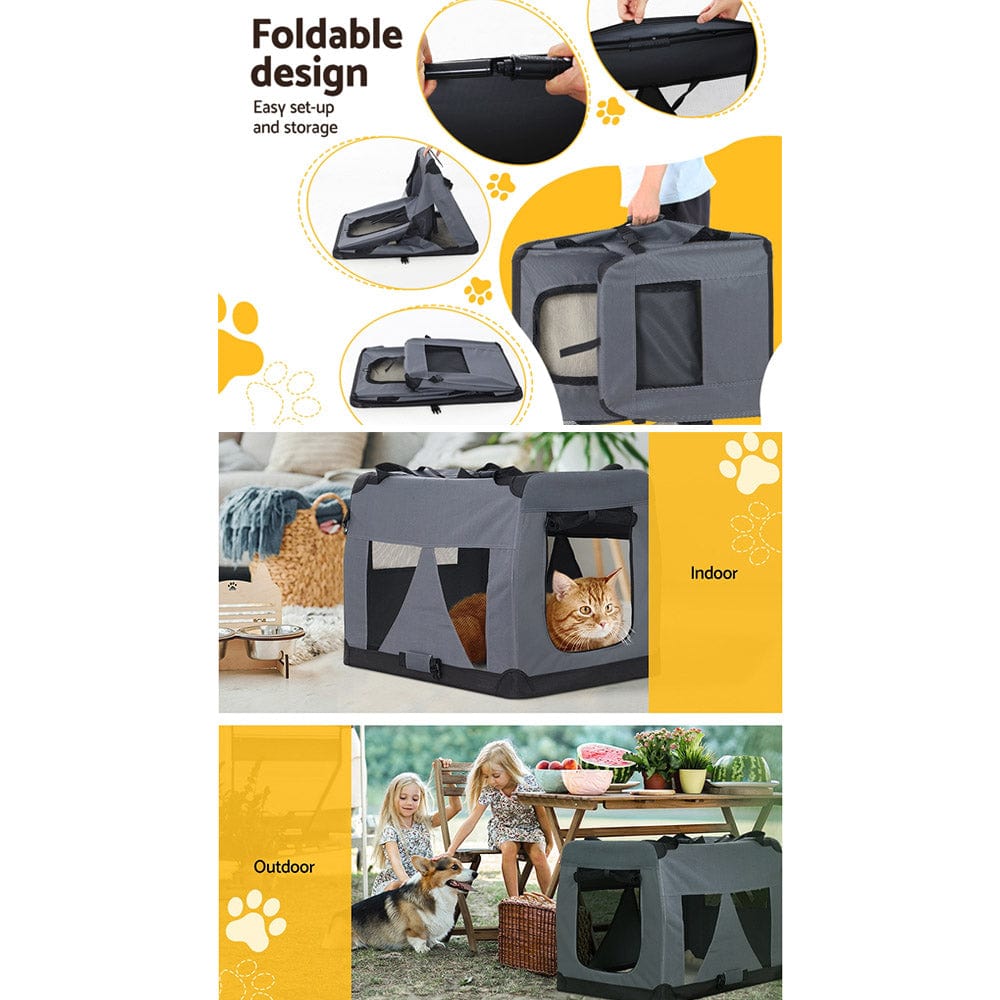 Spud Jax Petshop i.Pet Pet Carrier Soft Crate Dog Cat Travel 60x42CM Portable Foldable Car M i.Pet Pet Carrier Soft Crate Dog Cat Travel 60x42CM Portable Foldable Car M Pet Care > Cat Supplies > Cat Carriers & Crates