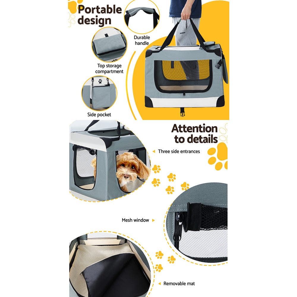 Spud Jax Petshop i.Pet Pet Carrier Soft Crate Dog Cat Travel 90x61CM Portable Foldable Car 2XL i.Pet Pet Carrier Soft Crate Dog Cat Travel 90x61CM Portable Foldable Car 2XL Pet Care > Cat Supplies > Cat Carriers & Crates