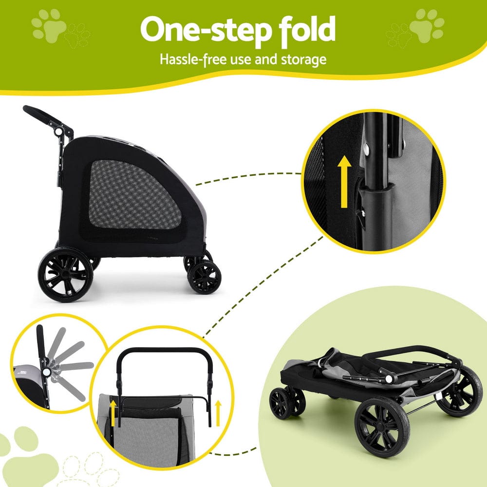 Spud Jax Petshop i.Pet Pet Dog Stroller Pram Large Carrier Cat Travel Foldable Strollers 4 Wheels i.Pet Pet Dog Stroller Pram Large Carrier Cat Travel Foldable Strollers 4 Wheels Pet Care