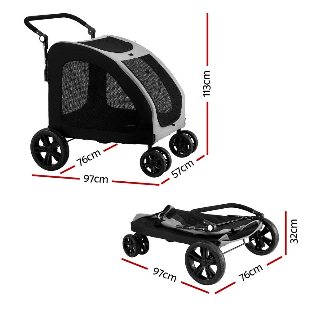 Spud Jax Petshop i.Pet Pet Dog Stroller Pram Large Carrier Cat Travel Foldable Strollers 4 Wheels i.Pet Pet Dog Stroller Pram Large Carrier Cat Travel Foldable Strollers 4 Wheels Pet Care