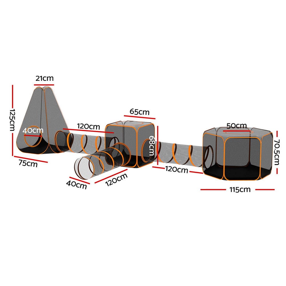 Spud Jax Petshop i.Pet Pet Playpen Cat House 6 IN 1 Tent Tunnel Dog Cage Puppy Rabbit Play Portable Pet Care > Dog Supplies > Dog Playpens & Gates
