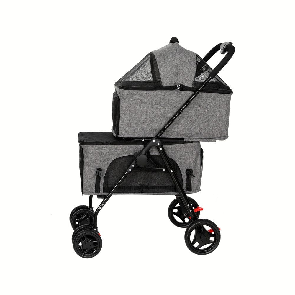 Spud Jax Petshop i.Pet Pet Stroller 2-tier Dog Pram Large Cat Carrier Travel Pushchair Foldable Pet Care > Cat Supplies > Cat Carriers & Crates