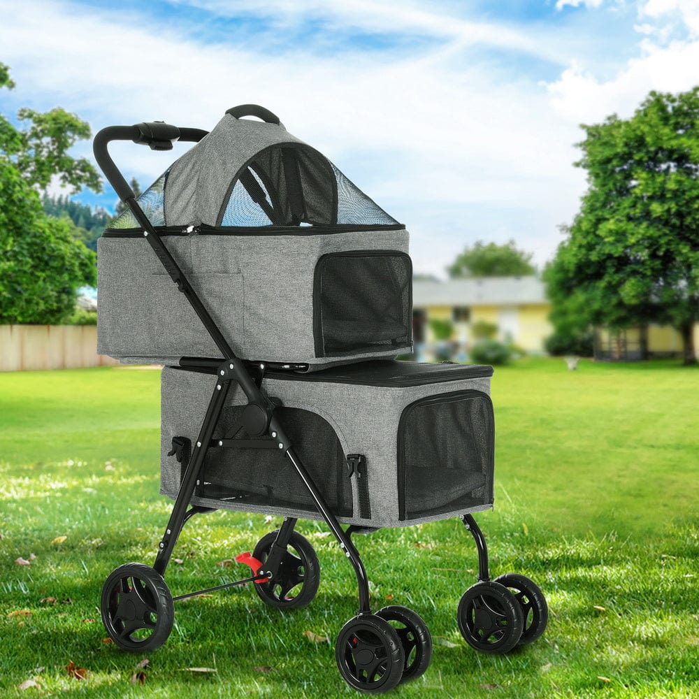 Spud Jax Petshop i.Pet Pet Stroller 2-tier Dog Pram Large Cat Carrier Travel Pushchair Foldable Pet Care > Cat Supplies > Cat Carriers & Crates