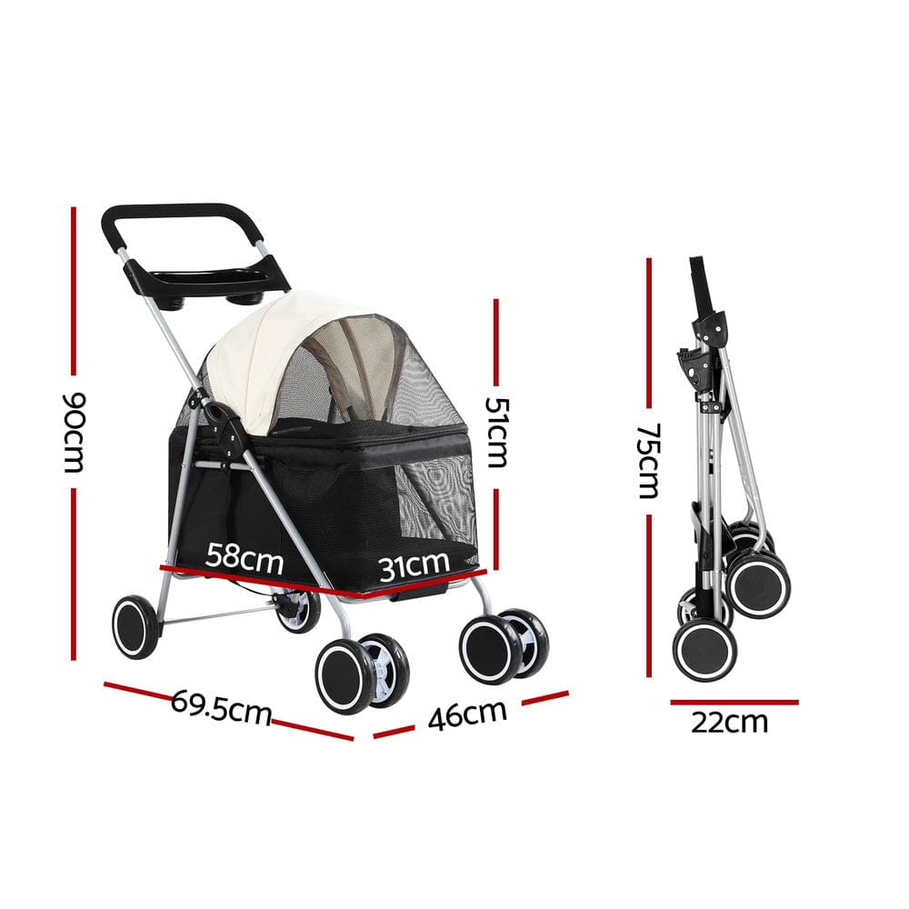 Spud Jax Petshop i.Pet Pet Stroller Pram Dog Cat Carrier Cage Large Travel Pushchair Foldable 4 Wheels i.Pet Pet Stroller Pram Dog Cat Carrier Cage Large Travel Pushchair Foldable 4 Wheels Pet Care > Cat Supplies > Cat Carriers & Crates