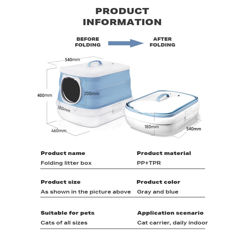 Spud Jax Petshop Large Foldable Cat Litter Box Plastic Toilet Easy Cleaning Pet Care > Cat Supplies