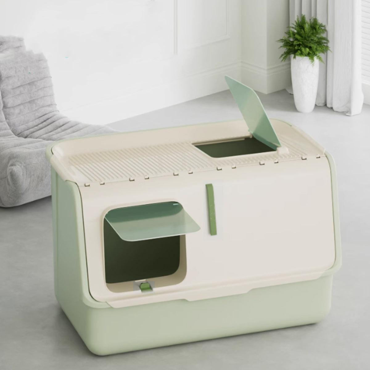 Spud Jax Petshop Large Fully Enclosed Cat Litter Box with Lid Odor Control Litter Pan for Cats - Green Large Fully Enclosed Cat Litter Box with Lid Odor Control Litter Pan for Cats - Green Pet Care > Cat Supplies > Cat Litter