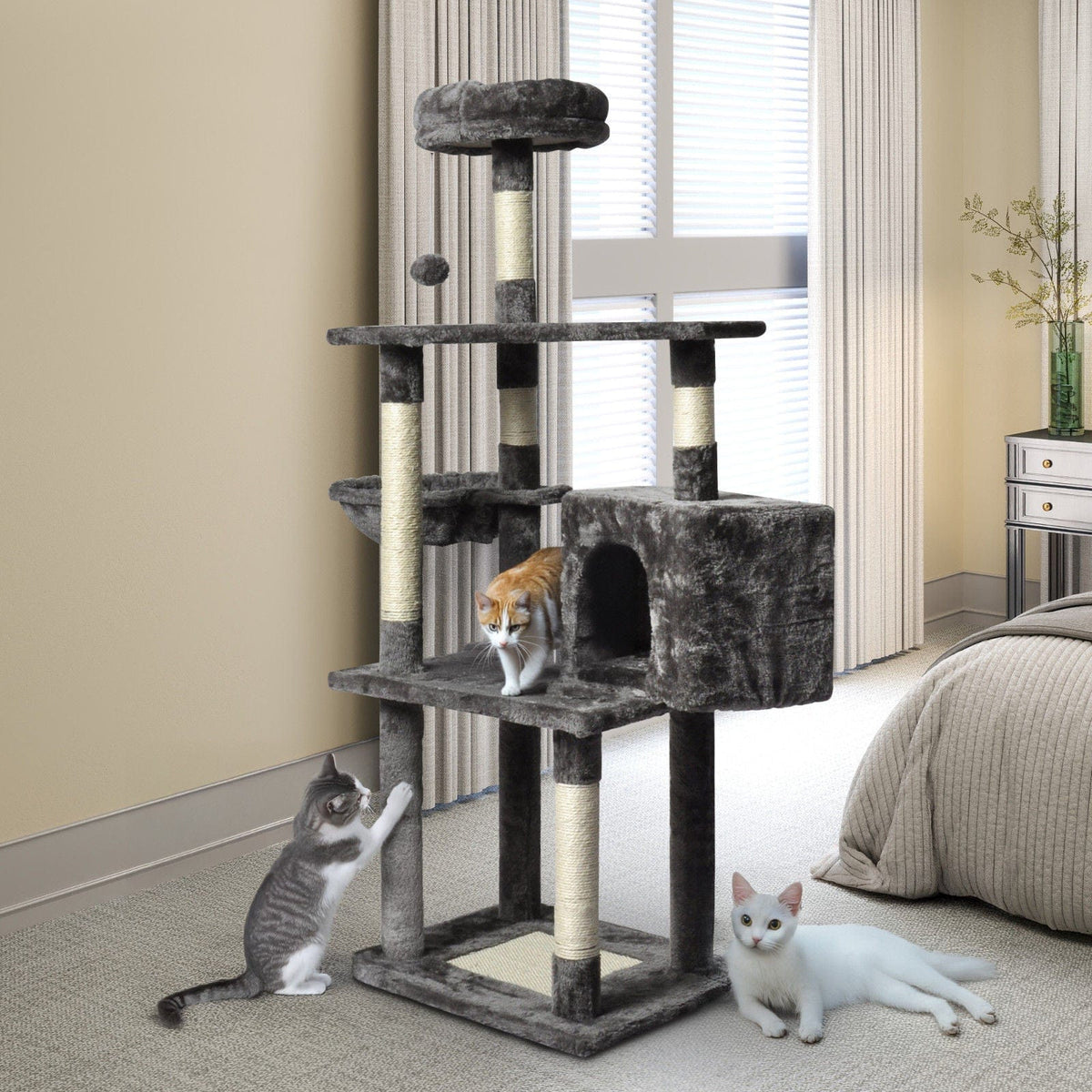 Spud Jax Petshop Large Grey Cat Tree Tower Condo with Scratching Post Bed Large Grey Cat Tree Tower Condo with Scratching Post Bed Pet Care > Cat Supplies > Cat Scratching Posts