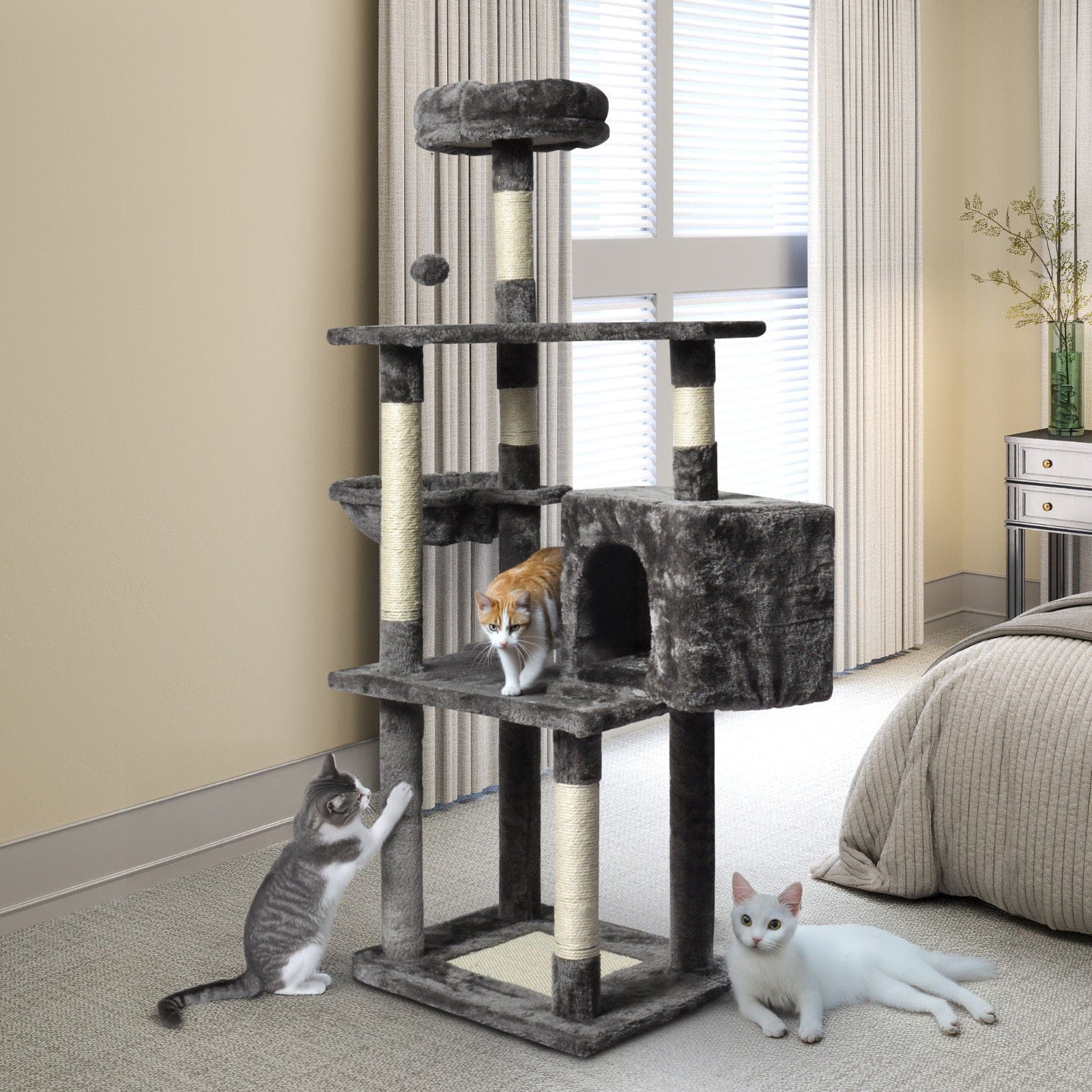 Spud Jax Petshop Large Grey Cat Tree Tower Condo with Scratching Post Bed Large Grey Cat Tree Tower Condo with Scratching Post Bed Pet Care > Cat Supplies > Cat Scratching Posts