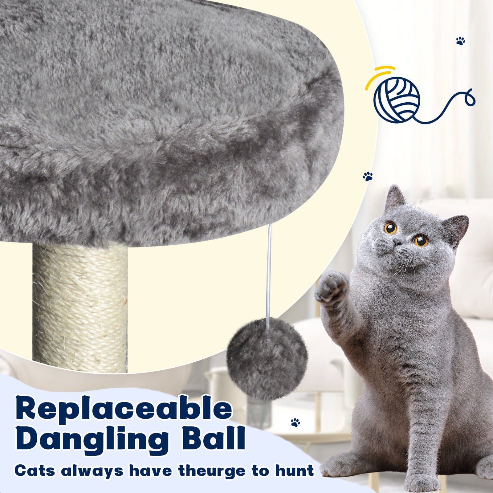 Spud Jax Petshop Large Grey Cat Tree Tower Condo with Scratching Post Bed Large Grey Cat Tree Tower Condo with Scratching Post Bed Pet Care > Cat Supplies > Cat Scratching Posts