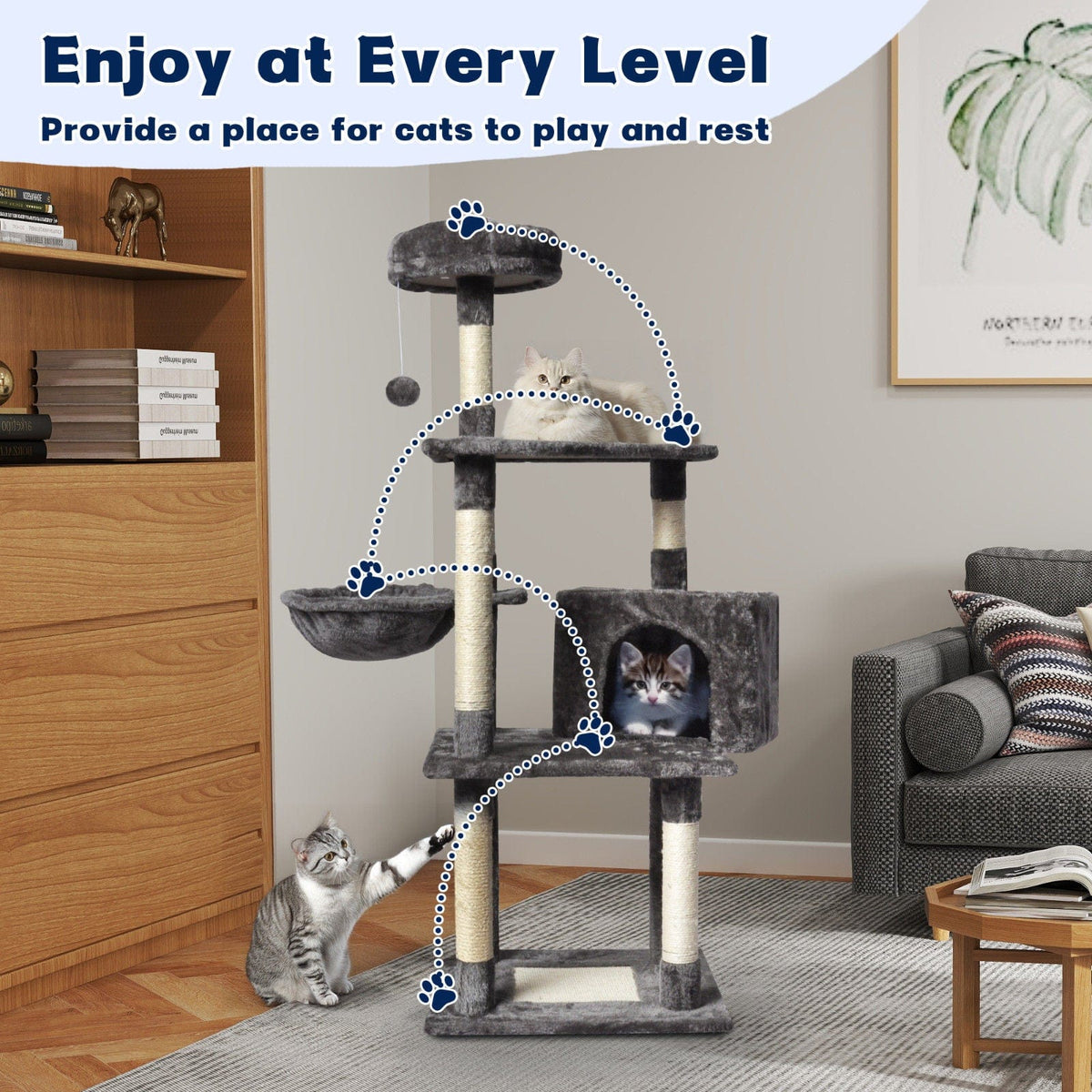 Spud Jax Petshop Large Grey Cat Tree Tower Condo with Scratching Post Bed Large Grey Cat Tree Tower Condo with Scratching Post Bed Pet Care > Cat Supplies > Cat Scratching Posts
