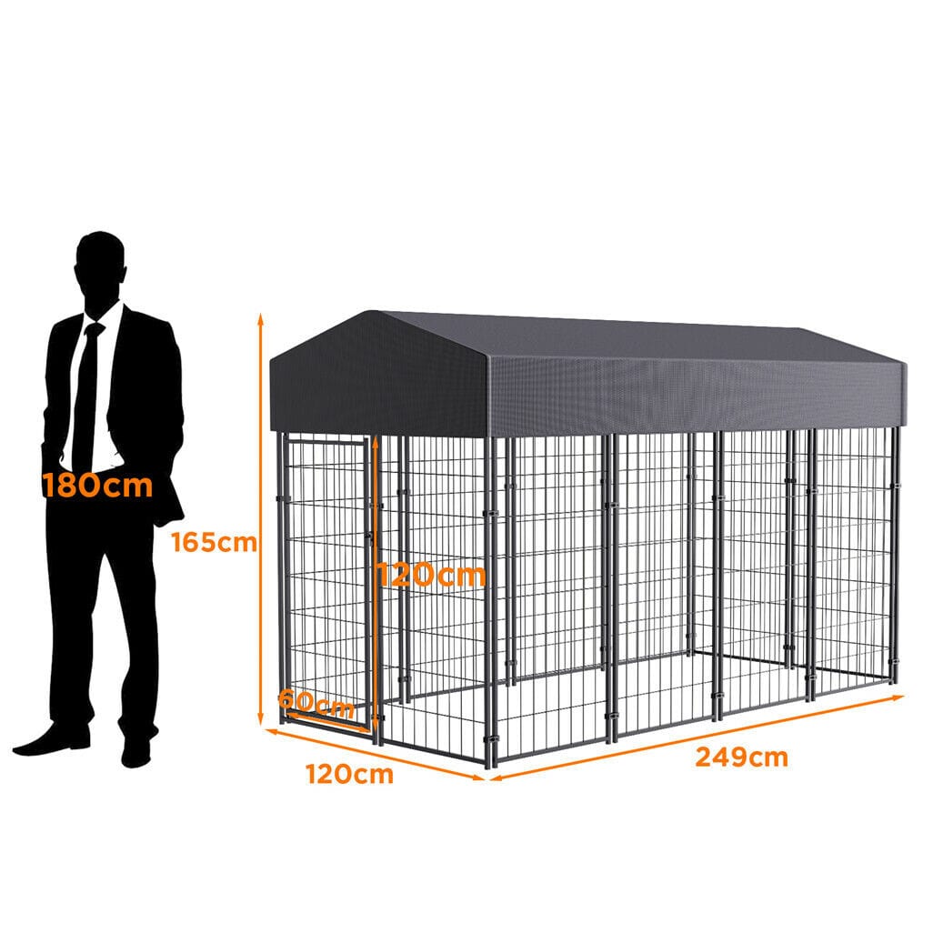 Spud Jax Petshop Large Outdoor Dog Kennel 250x120x165cm Pet Cage with Roof Large Outdoor Dog Kennel 250x120x165cm Pet Cage with Roof Pet Care &gt; Dog Supplies &gt; Dog Kennels
