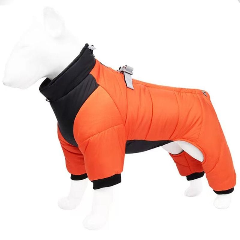 Spud Jax Petshop Orange S size Winter Dog Jumpsuit Coat – Waterproof Four-Leg Pet Jacket with Reflective Harness Clip, Windproof Warm Padded Puppy Snowsuit, Adjustable Polyester Dog Clothing for Small to Medium Dogs Orange S size Winter Dog Jumpsuit Coat – Waterproof Four-Leg Pet Jacket with Reflective Harness Clip, Windproof Warm Padded Puppy Snowsuit, Adjustable Polyester Dog Clothing for Small to Medium Dogs Pet Care > Dog Supplies > Dog Apparel