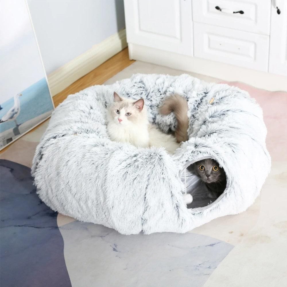 Spud Jax Petshop Plush Cat Tunnel with Cat Bed Pet Cat Tunnel Toys Gray Plush Cat Tunnel with Cat Bed Pet Cat Tunnel Toys Gray Pet Care > Dog Supplies > Dog Beds