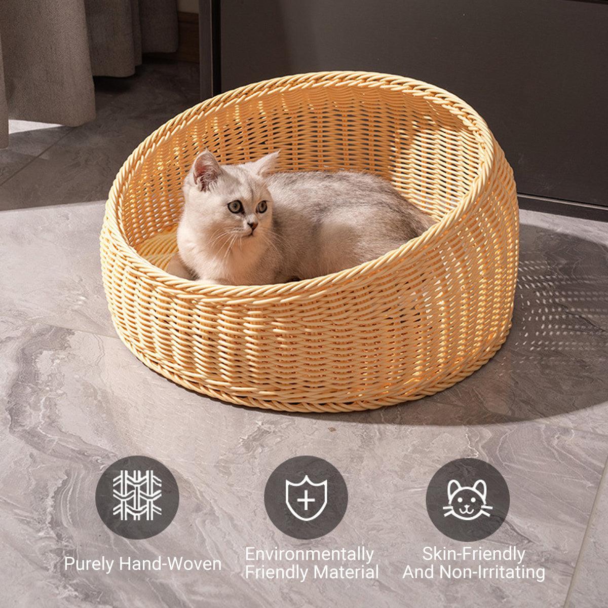 Spud Jax Petshop Rattan Cat Nest Four Seasons Open Cat House Summer Bed for Cats Pet Supplies - Coffee Rattan Cat Nest Four Seasons Open Cat House Summer Bed for Cats Pet Supplies - Coffee Pet Care > Cat Supplies > Cat Furniture