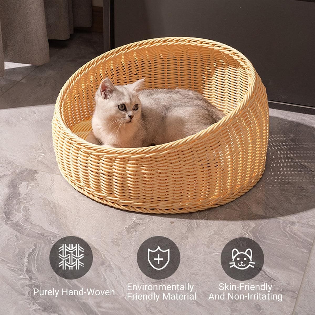 Spud Jax Petshop Rattan Cat Nest Four Seasons Open Cat House Summer Bed for Cats Pet Supplies - Coffee Rattan Cat Nest Four Seasons Open Cat House Summer Bed for Cats Pet Supplies - Coffee Pet Care > Cat Supplies > Cat Furniture
