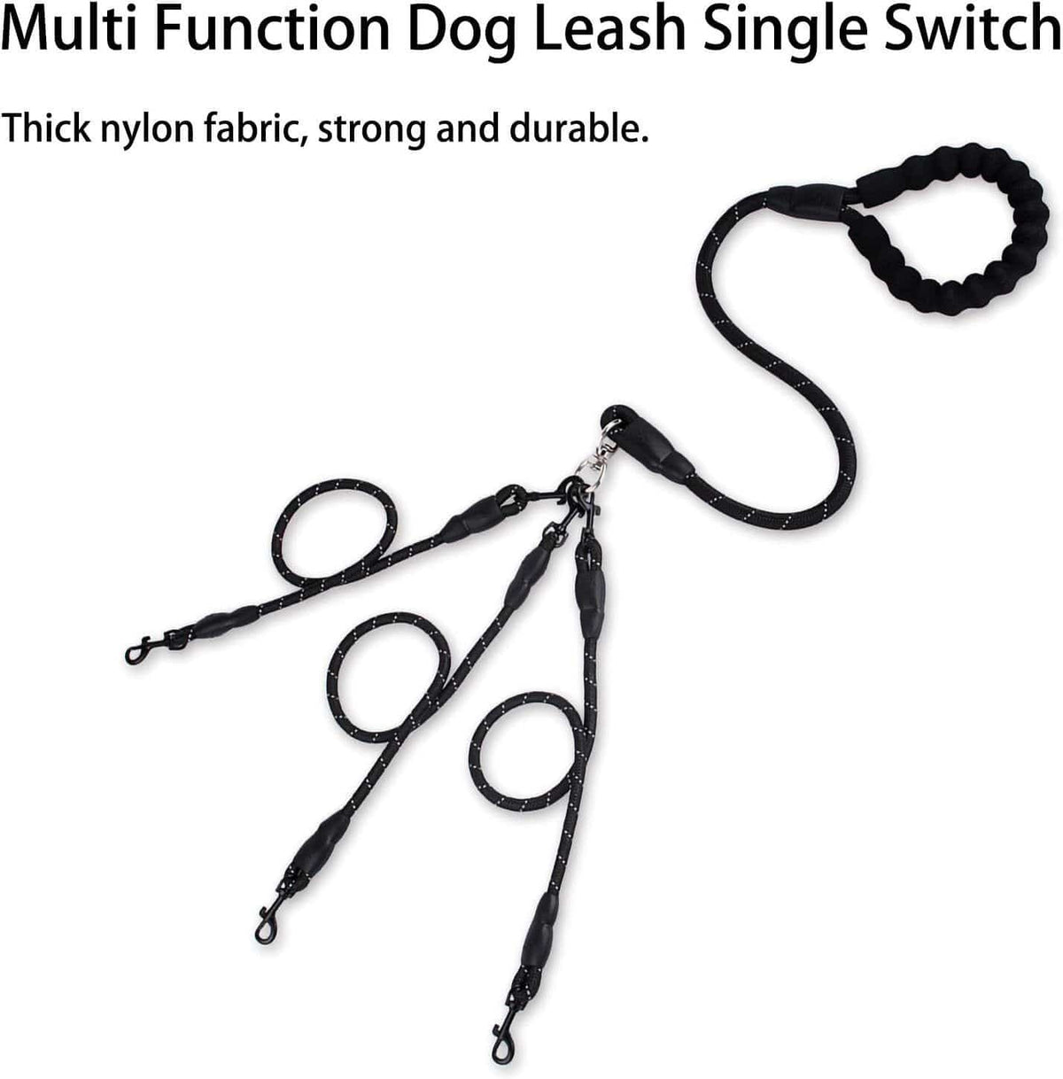 Spud Jax Petshop Red 3-in-1 No-Tangle Dog Leash for 1-3 Small Large Dogs – Heavy Duty 360° Swivel Bungee Coupler with Reflective Nylon Braid & Padded Handle Red 3-in-1 No-Tangle Dog Leash for 1-3 Small Large Dogs – Heavy Duty 360° Swivel Bungee Coupler with Reflective Nylon Braid & Padded Handle Pet Care > Dog Supplies > Dog Collars, Leads & Harnesses