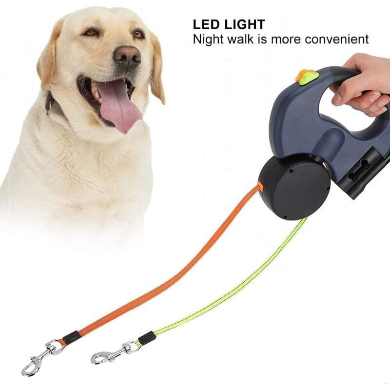 Spud Jax Petshop Retractable Double Dog Leash with 2 Cords 360 Degree Tangle Free Black, 3 m Retractable Double Dog Leash with 2 Cords 360 Degree Tangle Free Black, 3 m Pet Care > Dog Supplies > Dog Collars, Leads & Harnesses