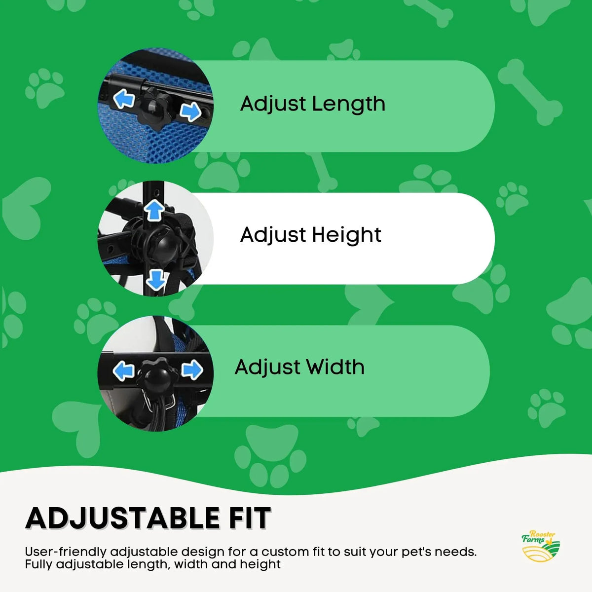 Spud Jax Petshop Rooster Farms Little Dog Wheelchair Medium Harness - Adjustable Back Leg Aid Rooster Farms Little Dog Wheelchair Medium Harness - Adjustable Back Leg Aid Pet Care > Dog Supplies > Dog Carriers & Crates