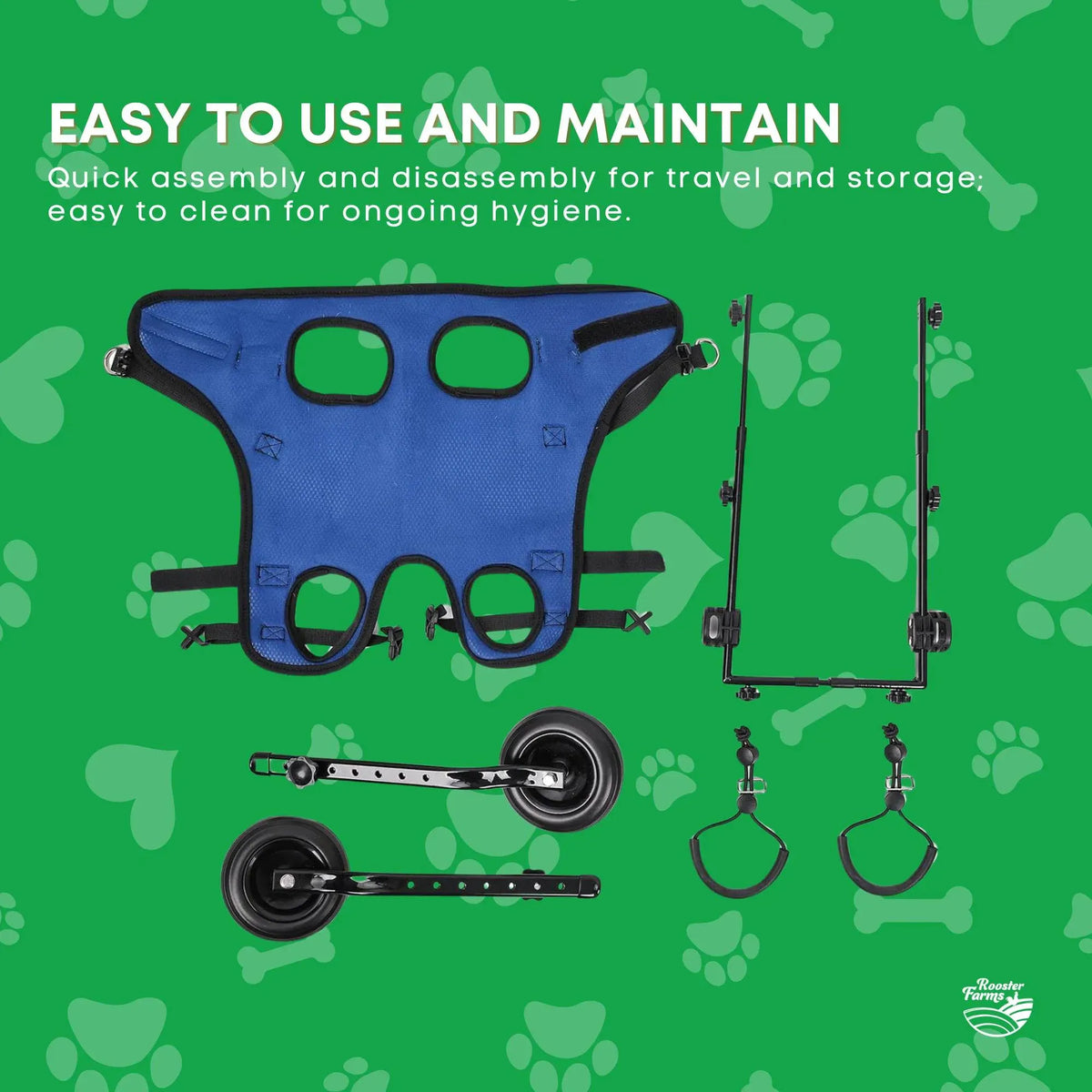 Spud Jax Petshop Rooster Farms Little Dog Wheelchair Medium Harness - Adjustable Back Leg Aid Rooster Farms Little Dog Wheelchair Medium Harness - Adjustable Back Leg Aid Pet Care > Dog Supplies > Dog Carriers & Crates