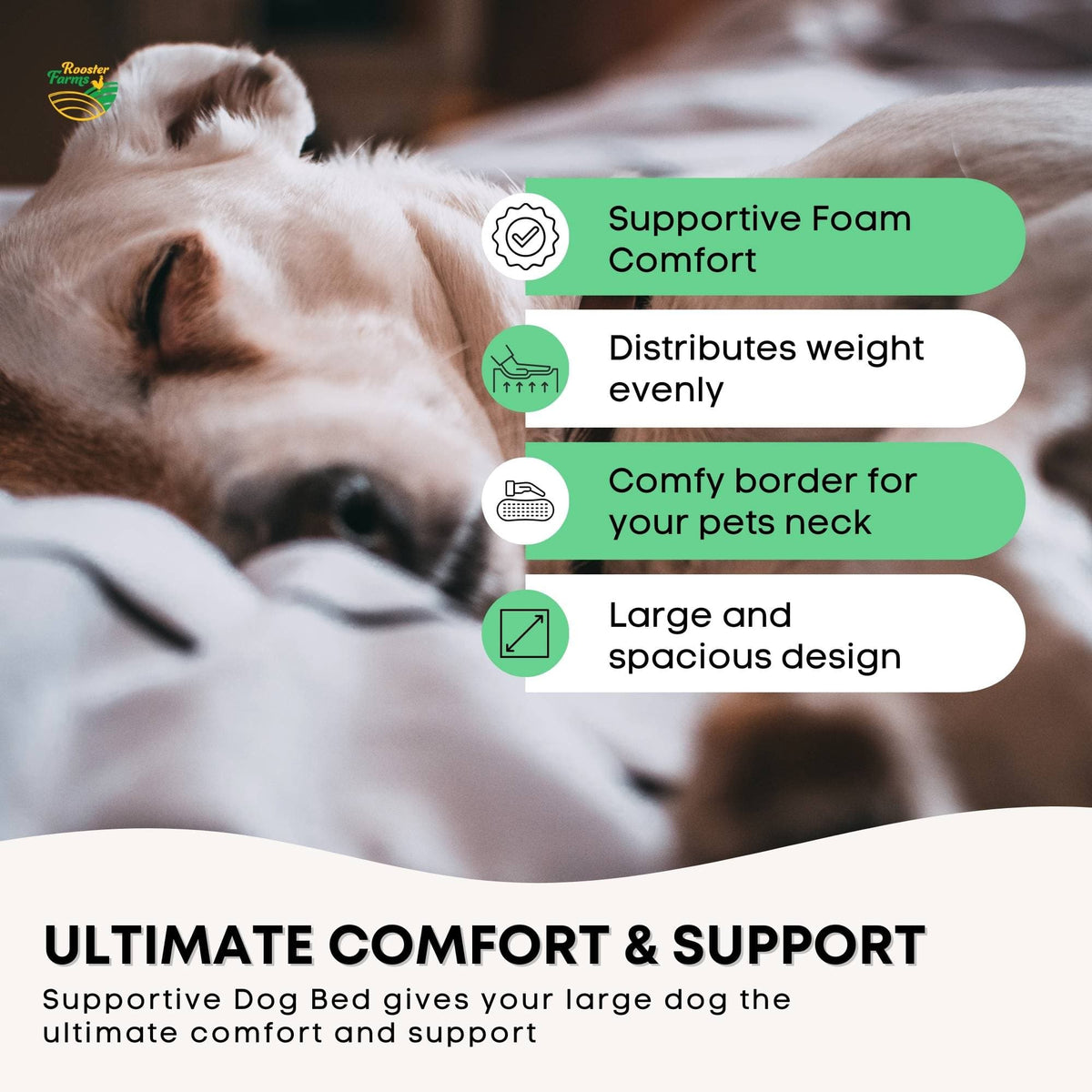 Spud Jax Petshop Rooster Farms Supportive Dog Bed XL Grey - Egg Crate Foam Waterproof Mattress Rooster Farms Supportive Dog Bed XL Grey - Egg Crate Foam Waterproof Mattress Pet Care > Dog Supplies > Dog Beds