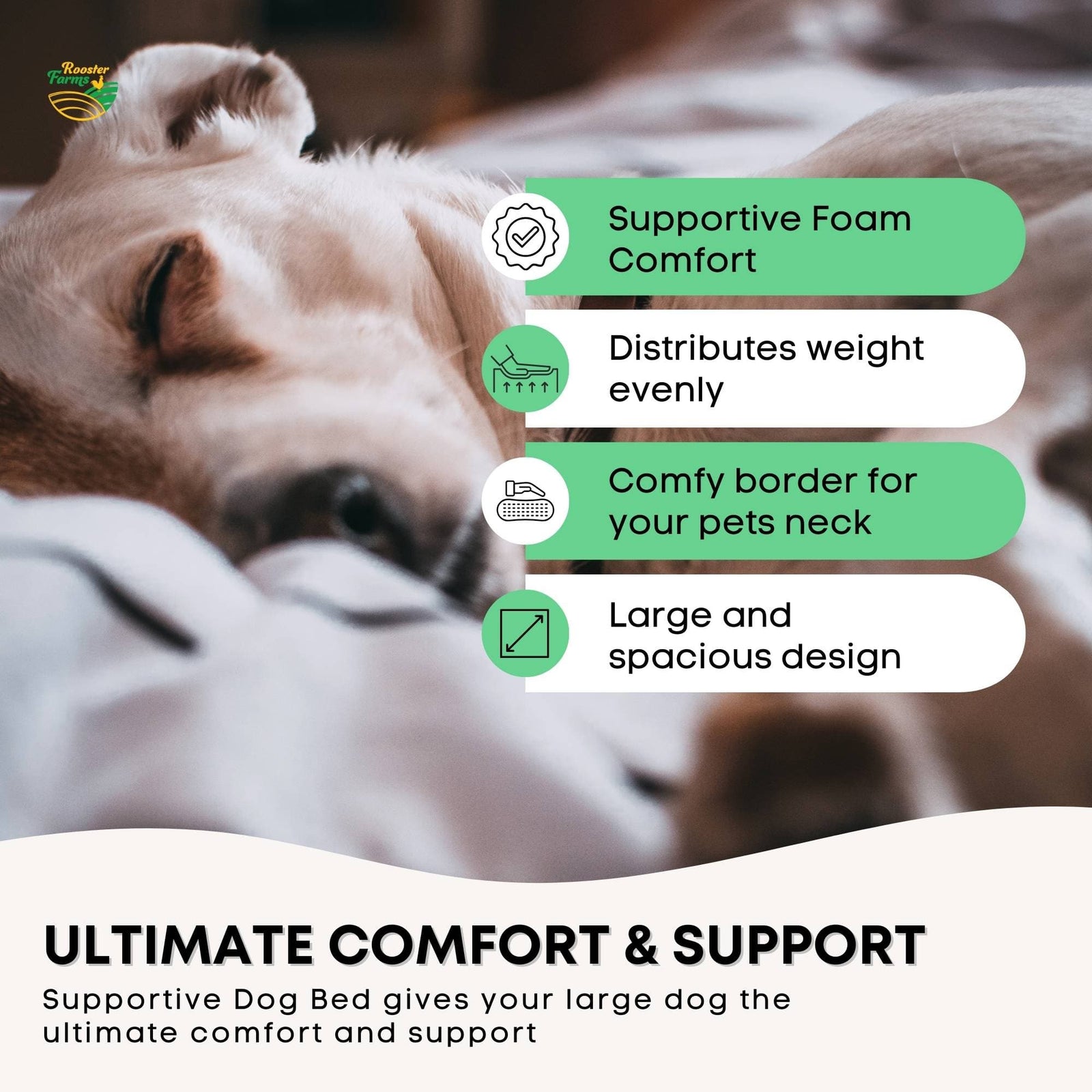 Spud Jax Petshop Rooster Farms Supportive Dog Bed XL Grey - Egg Crate Foam Waterproof Mattress Rooster Farms Supportive Dog Bed XL Grey - Egg Crate Foam Waterproof Mattress Pet Care > Dog Supplies > Dog Beds