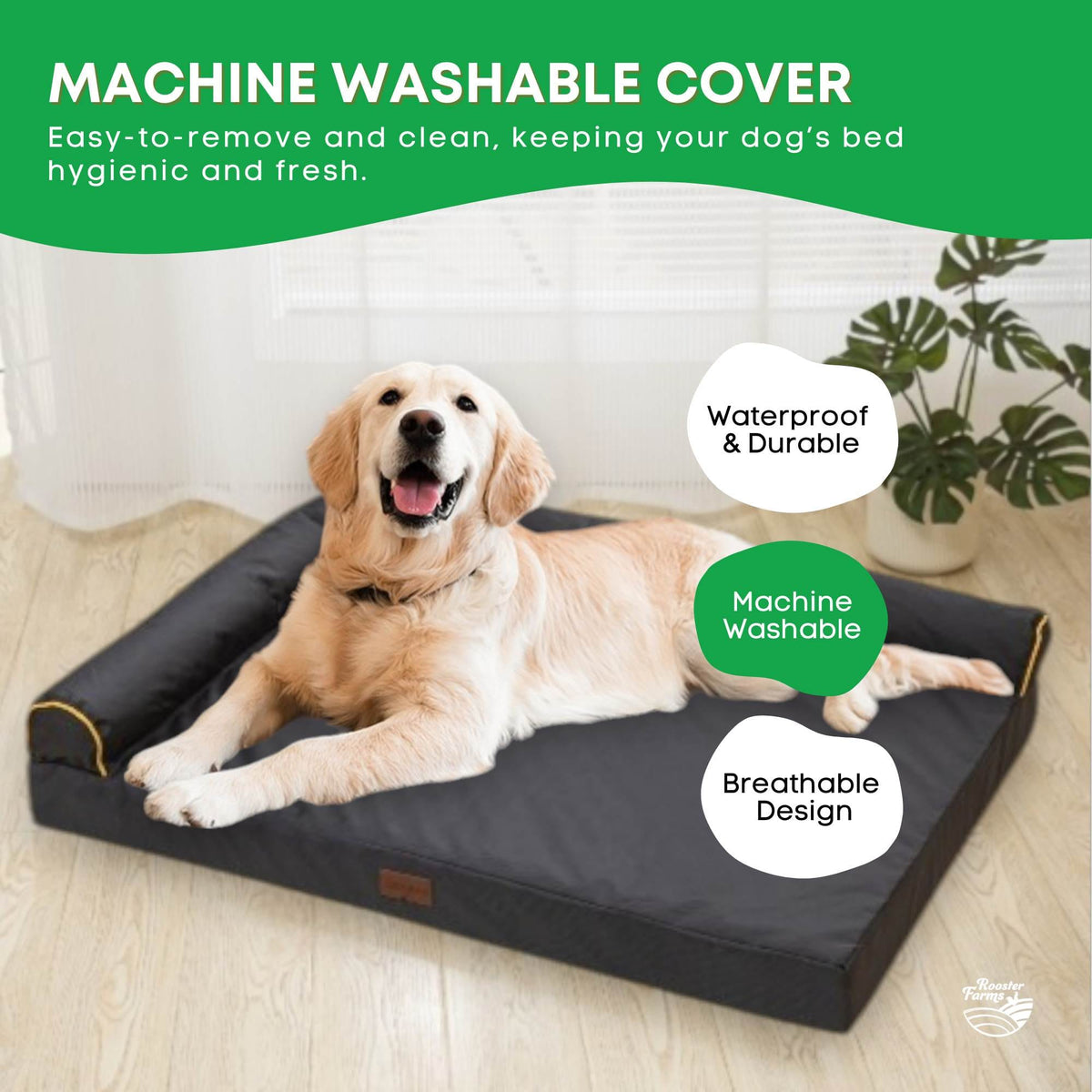 Spud Jax Petshop Rooster Farms Supportive Dog Bed XL Grey - Egg Crate Foam Waterproof Mattress Rooster Farms Supportive Dog Bed XL Grey - Egg Crate Foam Waterproof Mattress Pet Care > Dog Supplies > Dog Beds
