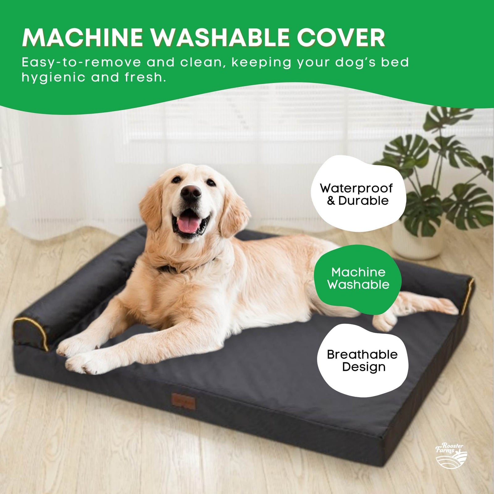 Spud Jax Petshop Rooster Farms Supportive Dog Bed XL Grey - Egg Crate Foam Waterproof Mattress Rooster Farms Supportive Dog Bed XL Grey - Egg Crate Foam Waterproof Mattress Pet Care > Dog Supplies > Dog Beds