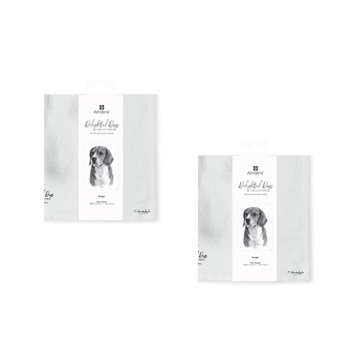 Spud Jax Petshop Set of 2 Delightful Dogs Cotton Kitchen Tea Towels 50 x 70 cm Beagle Home & Garden > Kitchenware > Aprons