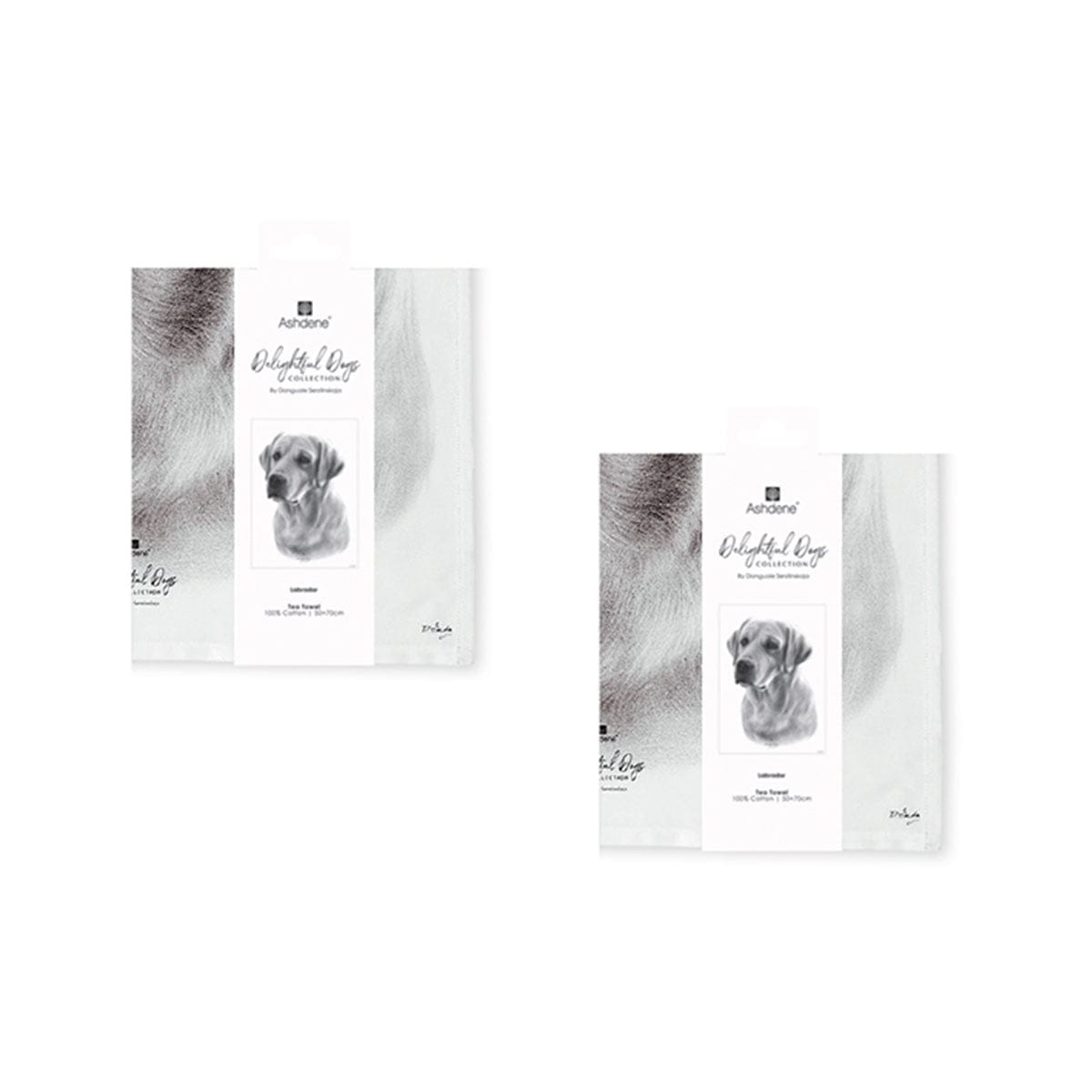 Spud Jax Petshop Set of 2 Delightful Dogs Cotton Kitchen Tea Towels 50 x 70 cm Labrador Home & Garden > Kitchenware > Aprons