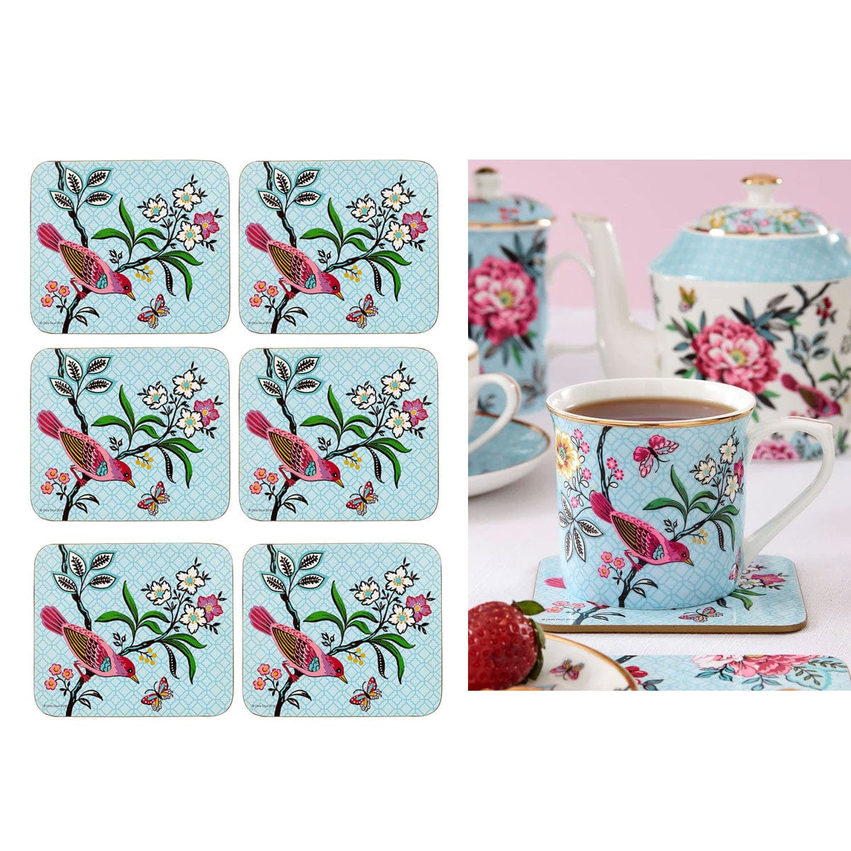 Spud Jax Petshop Set of 6 Jardin Peony Coasters 11x9.7x0.4cm Home & Garden > Kitchenware > Coasters