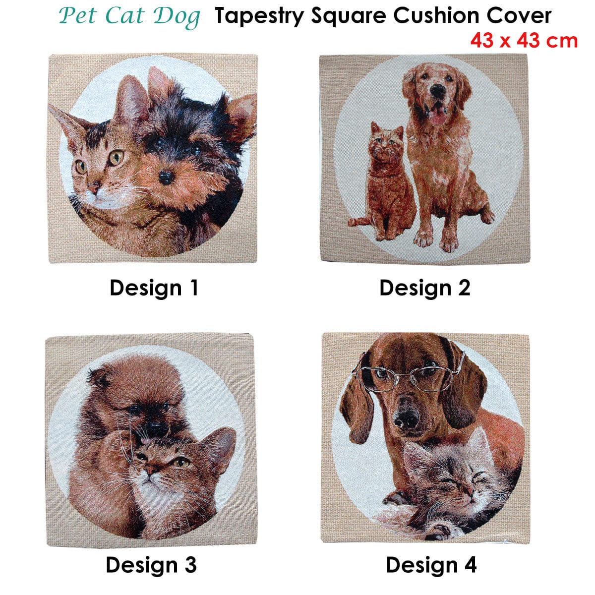 Spud Jax Petshop Tapestry Pet Cat Dog Square Cushion Cover Design 2 Furniture > Sofas > Sofa Accessories