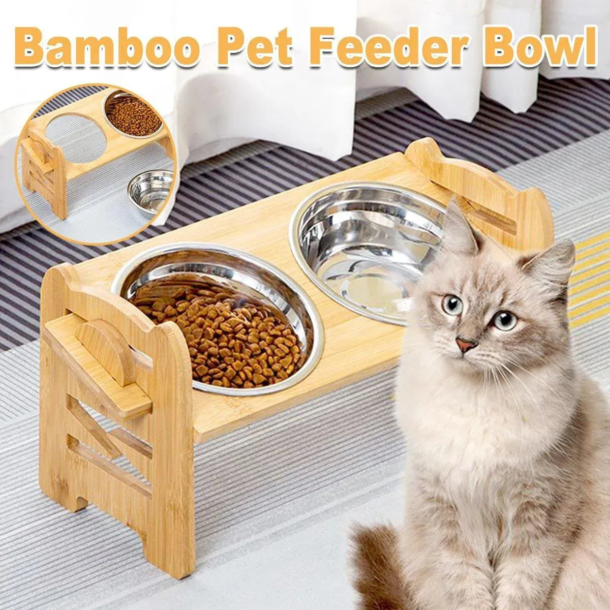 Spud Jax Petshop Wood Adjustable Elevated Raised Pet Dog Feeder Stainless Steel Bowl Water Stand Wood Adjustable Elevated Raised Pet Dog Feeder Stainless Steel Bowl Water Stand Pet Care > Dog Supplies > Dog Bowls, Feeders & Waterers