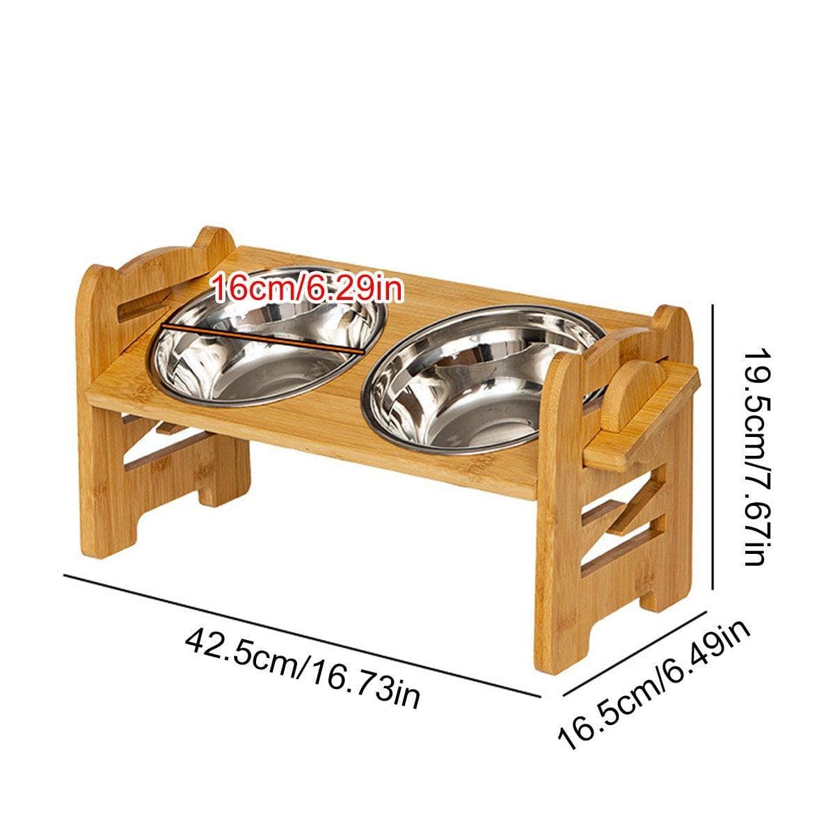 Spud Jax Petshop Wood Adjustable Elevated Raised Pet Dog Feeder Stainless Steel Bowl Water Stand Wood Adjustable Elevated Raised Pet Dog Feeder Stainless Steel Bowl Water Stand Pet Care > Dog Supplies > Dog Bowls, Feeders & Waterers
