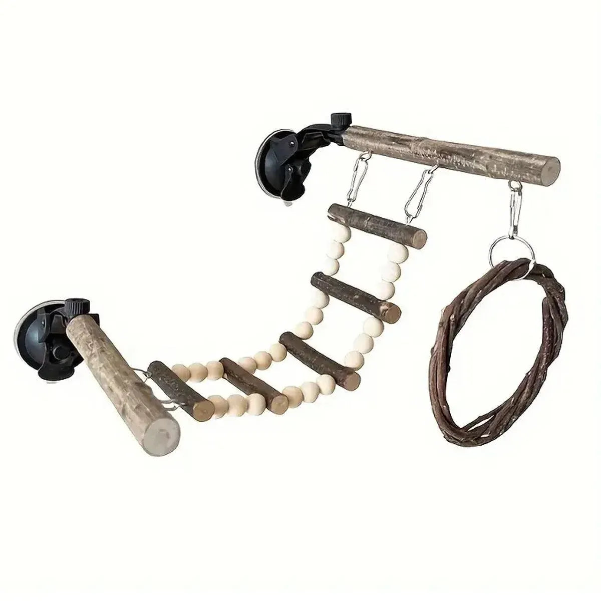 Spud Jax Petshop Wooden Parrot Stand Climbing Ladder And Swing Wooden Parrot Stand Climbing Ladder And Swing Pet Care > Bird > Bird Cage Accessories